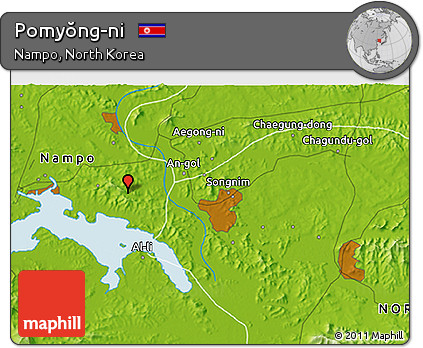 Physical 3D Map of Pomyŏng-ni