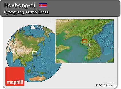 Satellite Location Map of Hoebong-ni