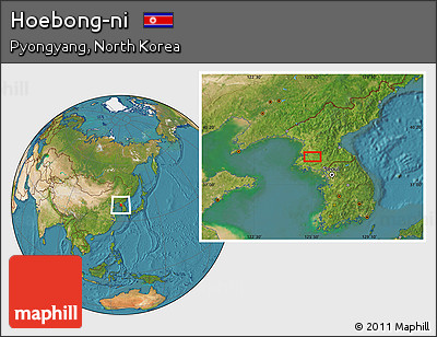 Satellite Location Map of Hoebong-ni