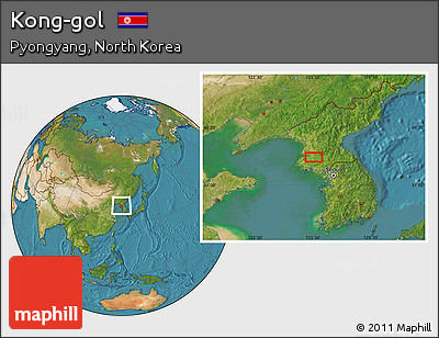 Satellite Location Map of Kong-gol
