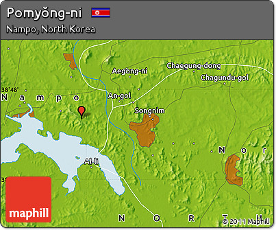 Physical Map of Pomyŏng-ni