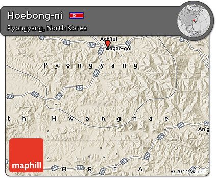 Shaded Relief Map of Hoebong-ni