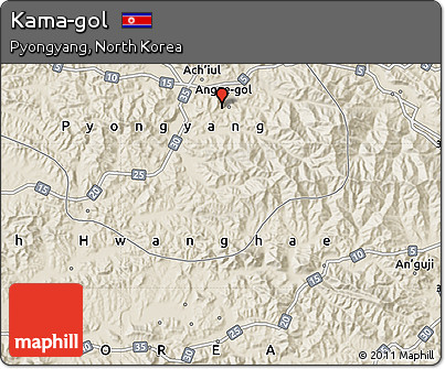 Shaded Relief Map of Kama-gol