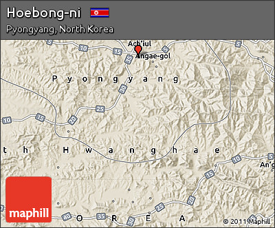 Shaded Relief Map of Hoebong-ni