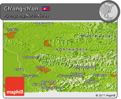 Physical Panoramic Map of Ch'ong-ch'on