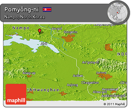 Physical Panoramic Map of Pomyŏng-ni