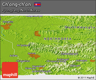 Physical Panoramic Map of Ch'ong-ch'on