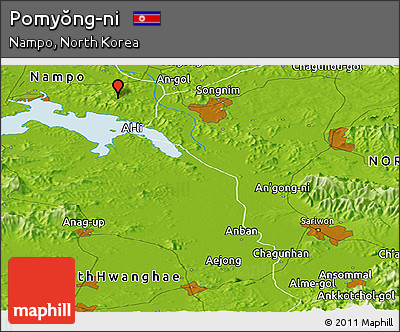 Physical Panoramic Map of Pomyŏng-ni