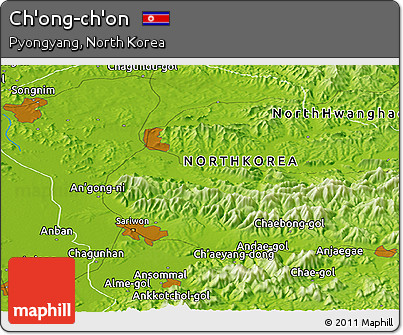 Physical Panoramic Map of Ch'ong-ch'on