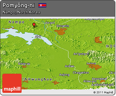 Physical Panoramic Map of Pomyŏng-ni