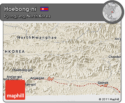 Shaded Relief Panoramic Map of Hoebong-ni
