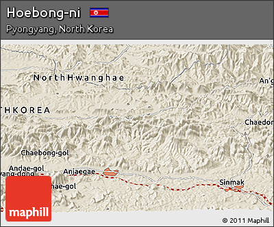 Shaded Relief Panoramic Map of Hoebong-ni