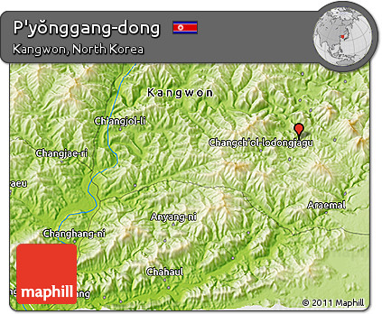 Physical 3D Map of P'yŏnggang-dong