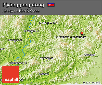 Physical 3D Map of P'yŏnggang-dong