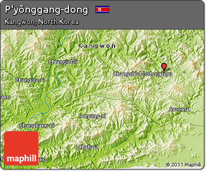 Physical 3D Map of P'yŏnggang-dong