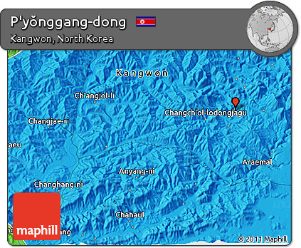 Political 3D Map of P'yŏnggang-dong