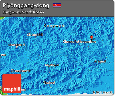 Political 3D Map of P'yŏnggang-dong