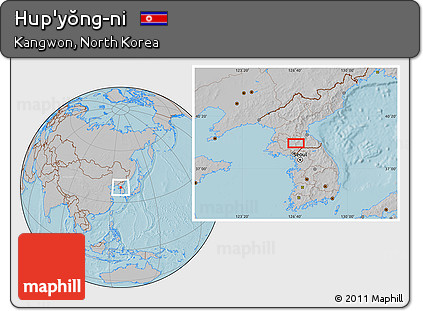 Gray Location Map of Hup'yŏng-ni, hill shading