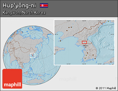 Gray Location Map of Hup'yŏng-ni, hill shading