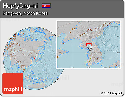 Gray Location Map of Hup'yŏng-ni, hill shading
