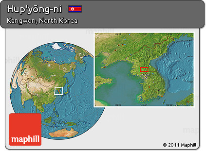 Satellite Location Map of Hup'yŏng-ni