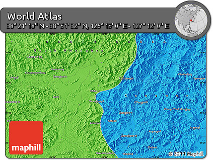 Political Map of the Area around 38° 36' 25" N, 126° 43' 29" E