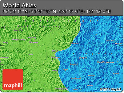 Political Map of the Area around 38° 36' 25" N, 126° 43' 29" E