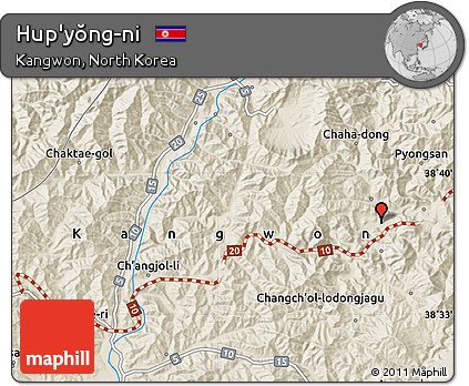 Shaded Relief Map of Hup'yŏng-ni