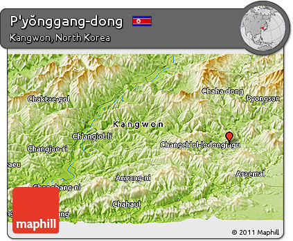 Physical Panoramic Map of P'yŏnggang-dong