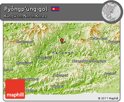 Physical Panoramic Map of Pyŏngp'ung-gol