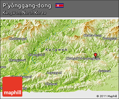 Physical Panoramic Map of P'yŏnggang-dong