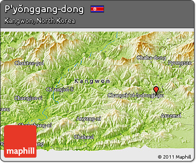 Physical Panoramic Map of P'yŏnggang-dong