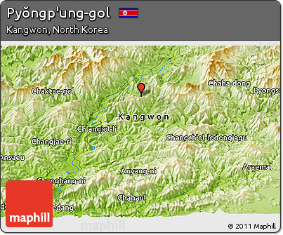 Physical Panoramic Map of Pyŏngp'ung-gol