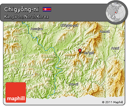 Physical 3D Map of Chigyŏng-ni