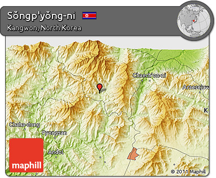 Physical 3D Map of Sŏngp'yŏng-ni