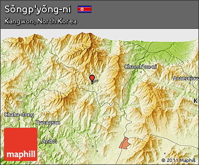 Physical 3D Map of Sŏngp'yŏng-ni
