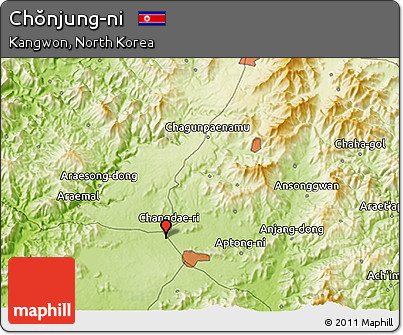 Physical 3D Map of Chŏnjung-ni