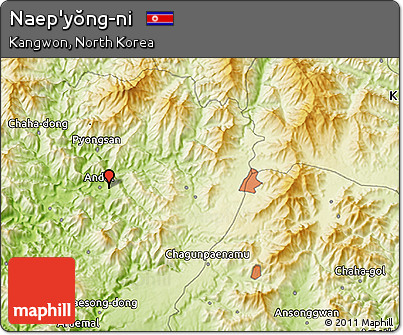 Physical 3D Map of Naep'yŏng-ni