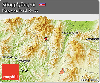 Physical 3D Map of Sŏngp'yŏng-ni