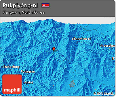 Political 3D Map of Pukp'yŏng-ni
