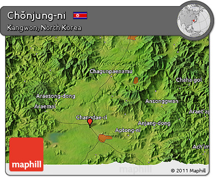 Satellite 3D Map of Chŏnjung-ni