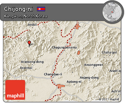 Shaded Relief 3D Map of Chijong-ni