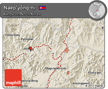 Shaded Relief 3D Map of Naep'yŏng-ni