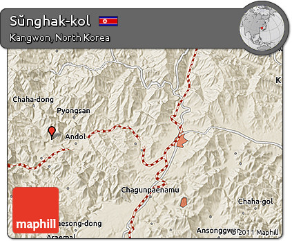 Shaded Relief 3D Map of Sŭnghak-kol