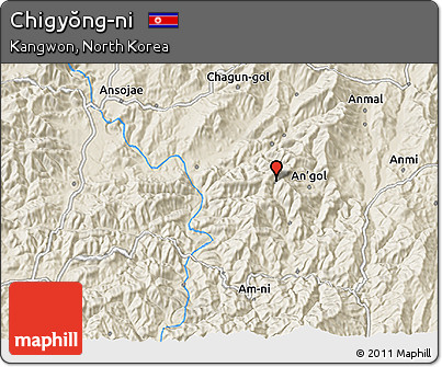 Shaded Relief 3D Map of Chigyŏng-ni