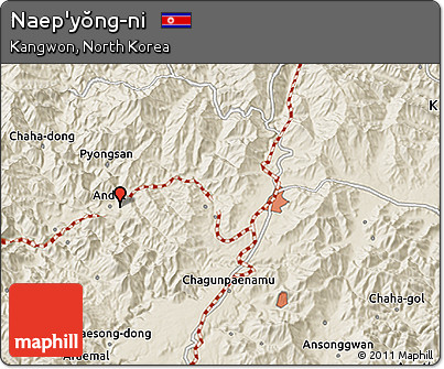 Shaded Relief 3D Map of Naep'yŏng-ni