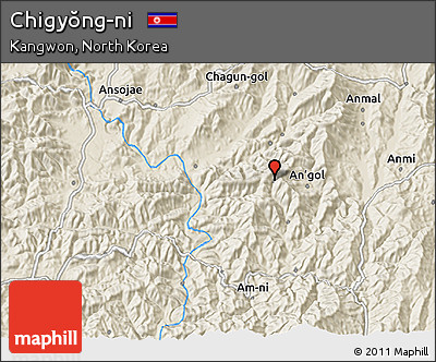 Shaded Relief 3D Map of Chigyŏng-ni