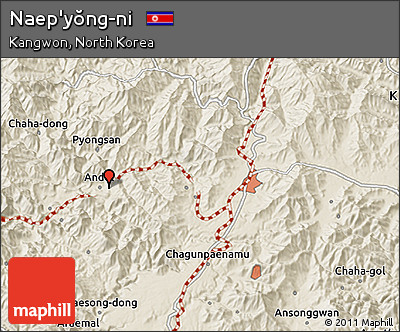 Shaded Relief 3D Map of Naep'yŏng-ni