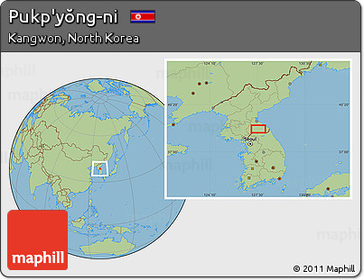 Savanna Style Location Map of Pukp'yŏng-ni