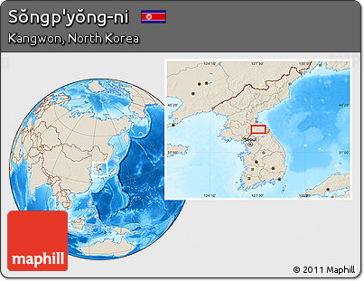 Shaded Relief Location Map of Sŏngp'yŏng-ni